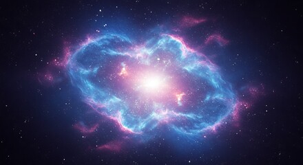 Cosmic Nebula: Vibrant Blue and Pink Gaseous Cloud, Bright Starburst, Mystical Space Background.