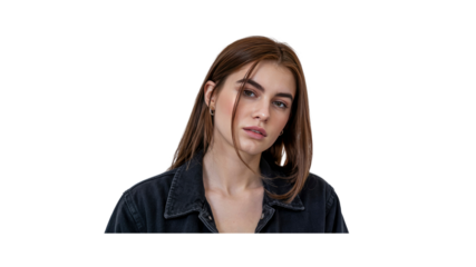 Pensive Young Woman in Denim Jacket - Portrait