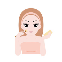 Young Woman Applying Clay Mask with a Brush