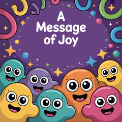 Obraz premium Playful Cartoon Background with Colorful Blob Characters