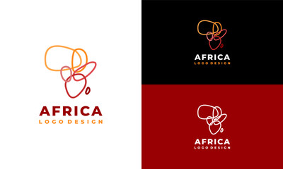 Line art Africa Map logo template, African Logo designs concept vector illustration