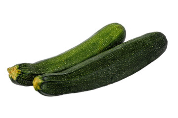 two fresh zucchini on white background