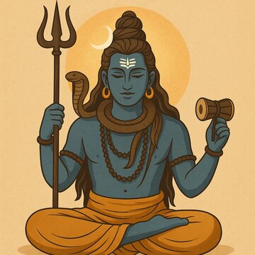 Divine Meditation of Lord Shiva in Cosmic Serenity &ndash; Original Spiritual Artwork