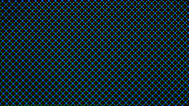 OLED screen display pixel RGB Bayer array under microscope
