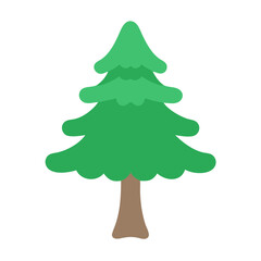 Flat graphic illustration of a classic evergreen tree