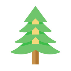 Stylized Evergreen Tree Illustration on Black Background