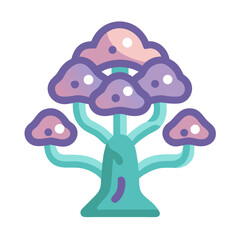 Stylized tree with rounded shapes on black background