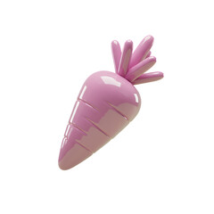 Shiny Pink Carrot Rendered on Transparent Background Sweet and Stylized Vegetable Object with Bright Color and Modern Design Element for Decorative Art