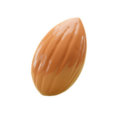 Single Glossy Almond on Isolated Black Background Close Up Studio Shot of Nut Seed Healthy Organic Ingredient