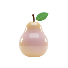 Single Isolated Shiny Pear Fruit with Green Leaf on Transparent Background A Delicious and Nutritious Choice for Healthy Eating and Vibrant Still Life