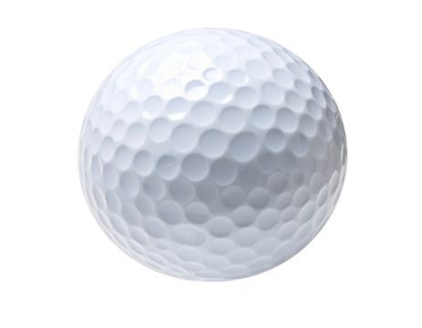 Golf Ball in Mid-Air with Subtle Shadow Below, Floating Style, Isolated on Transparent Background