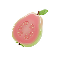 Sliced Pink Guava Fruit with Seeds on Transparent Background Delicious Sweet and Refreshing Tropical Fruit for Healthy Eating 3D Illustration