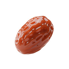 Studio Shot of a Single Brown Date Fruit Isolated on Black Background Sweet Treat