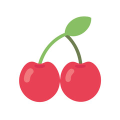 Simple flat graphic of pair of ripe cherries