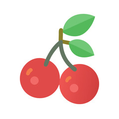 Pair of flat design cherries on black background