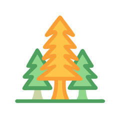 Simple Forest with Yellow and Green Trees Flat Style