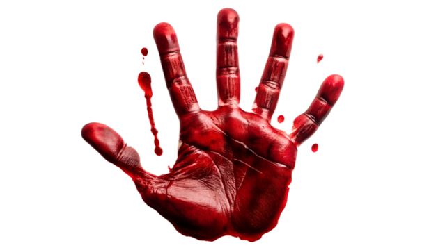 Bloody Handprint on Black Background on transparent background - Powered by Adobe