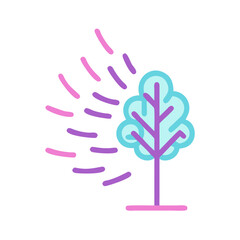 Stylized tree with wind design on black background