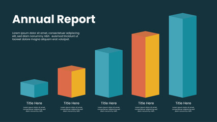 Annual Report Visualization Showing Growth in Business Performance With Colorful Bar Graph Illustrations for presentations diagram template, process, chart workflow, banner layout, info graph concept
