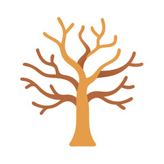 Autumn bare tree silhouette against black background design