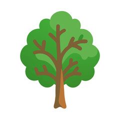 Fototapeta premium Stylized tree illustration with green foliage against black background