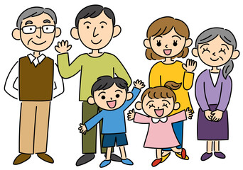 三世代家族のイラスト ベクター