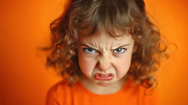 A childs angry face.