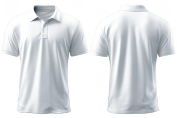 Blank white polo shirt, front and back views (97)