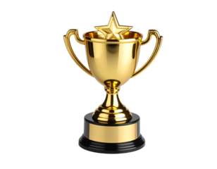 Golden Star Trophy Tipped on Side, Casual Perspective, Isolated