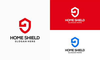 Home Shield logo designs concept vector, House Security logo template icon