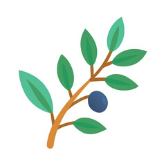 Minimalist Olive Branch Illustration on Black Background