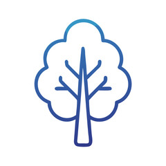 Isolated stylized tree vector icon on black background