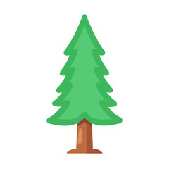 Stylized cartoon pine tree isolated on black backdrop