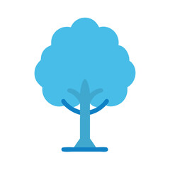 Isolated blue tree illustration on black background