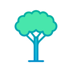 Stylized Blue Green Tree Illustration on Black Background