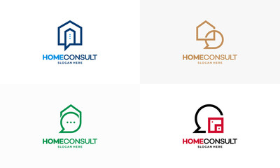 Set of Property Consult logo designs concept vector, House Consulting Agent logo template, Real estate logo symbol
