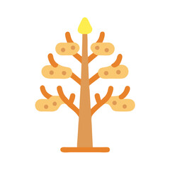 Abstract cartoon tree with yellow fruit illustration