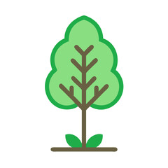 Single isolated tree in minimalistic flat design style