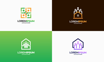 Set of Modern Outline Property Community logo designs concept vector, Real Estate Community logo template