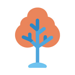 Isolated flat design tree illustration on a black background