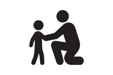 father and child icon silhouette vector with white background