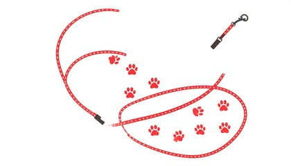 Red dog leash with paw prints (3)