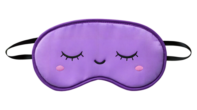 Cute purple sleep mask isolated on transparent background