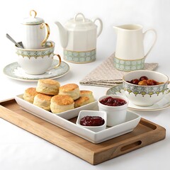 Traditional english afternoon tea with scones jam and cream