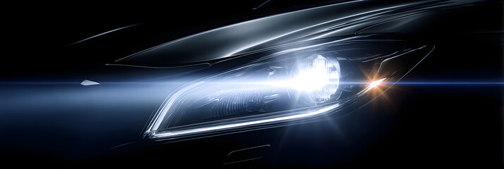 Innovative Xenon Car Light Emitting Futuristic Bluish Glow in Dark Setting