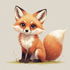 Obraz premium red fox cartoon