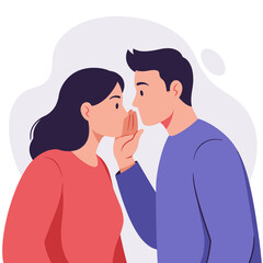 Obraz premium Young couple whispering secrets to each other with soft background 