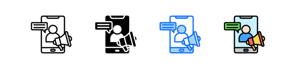 Influencer Marketing Icon Set Multiple Style Collection