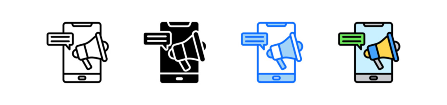 Mobile Marketing Icon Set Multiple Style Collection
