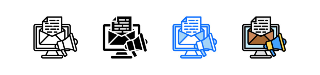 Newsletter Icon Set Multiple Style Collection